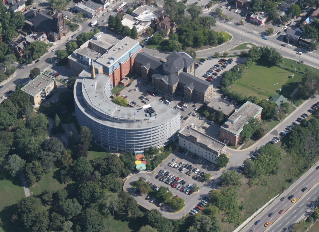 aerial view of fully built Bridgepoint Health Centre