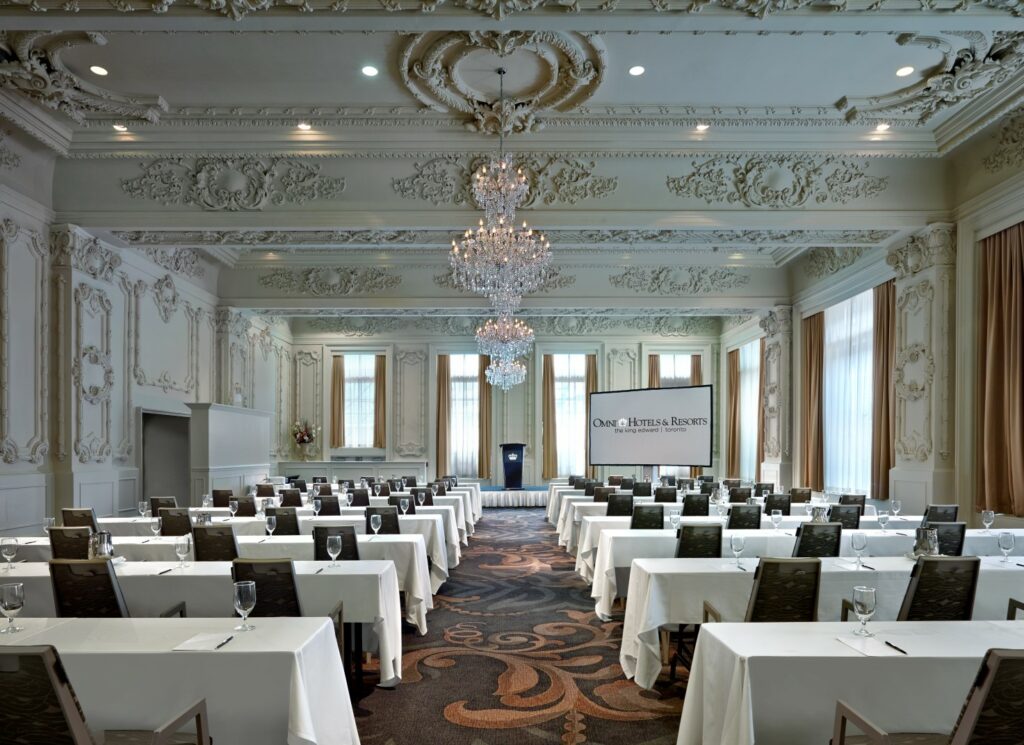 Ballroom with many tables and chairs, 2016