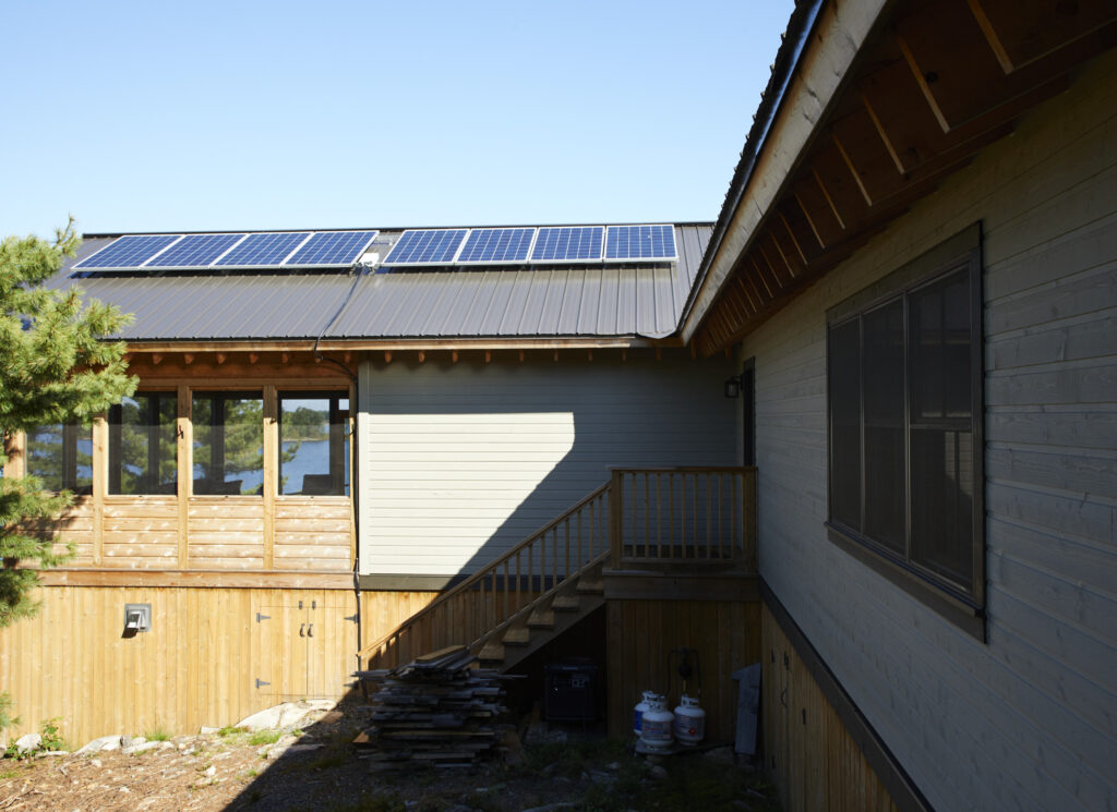 photo showing the solar panels on the cottage's roof