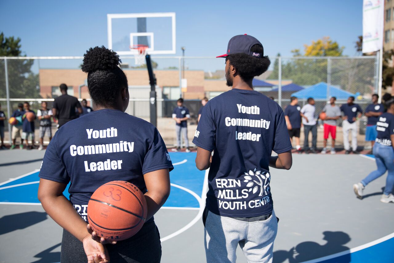 Two youth leaders at Ridgeway Community Courts.