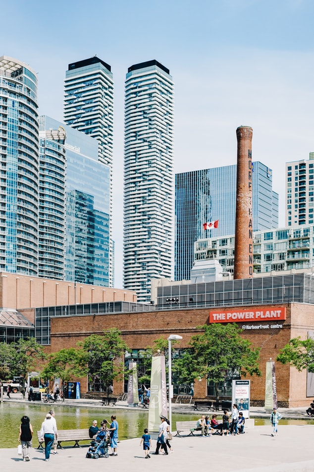 Harbourfront Centre's the Power Plant gallery with the skyline behind